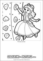 Free printable princess colouring page. Colour in Princess Carmen.