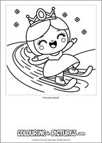 Free printable princess themed colouring page of a princess. Colour in Princess Mylah.