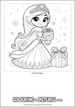 Free printable princess colouring page. Colour in Princess Nelia.
