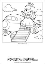 Free printable princess colouring page. Colour in Princess Rebecca.
