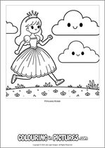 Free printable princess colouring page. Colour in Princess Rosie.