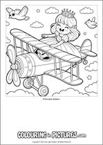 Free printable princess themed colouring page of a princess. Colour in Princess Salem.