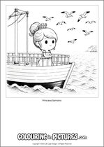 Free printable princess themed colouring page of a princess. Colour in Princess Samara.