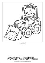 Free printable princess themed colouring page of a princess. Colour in Princess Selah.